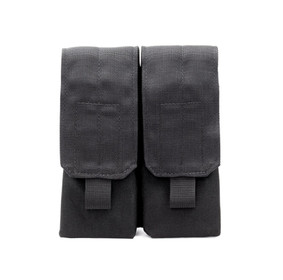 Black cordura nylon double AR style magazine pouch with MOLLE compatibility